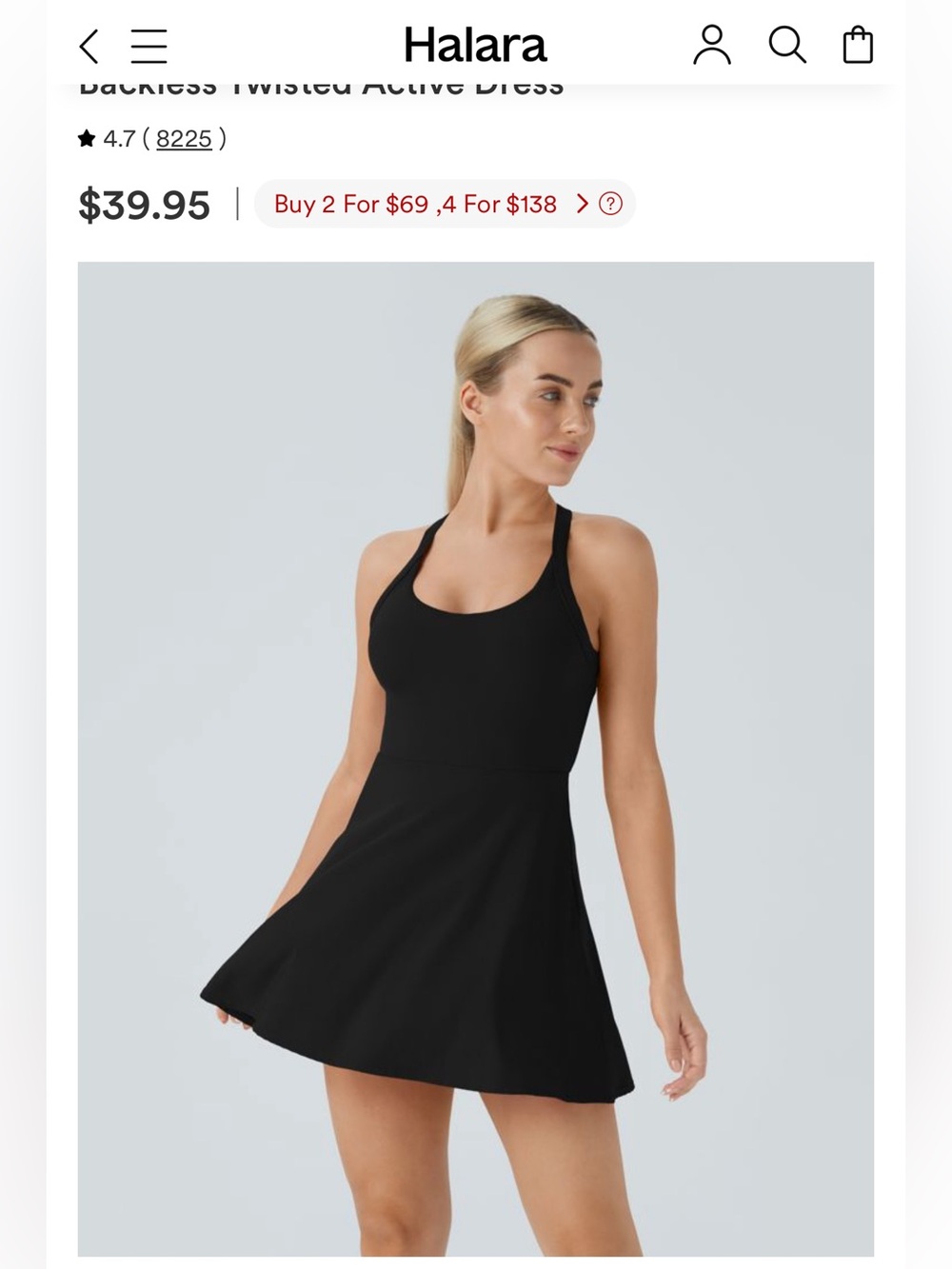 Halara Backless Cutout Twisted Tie Dress - Black/S